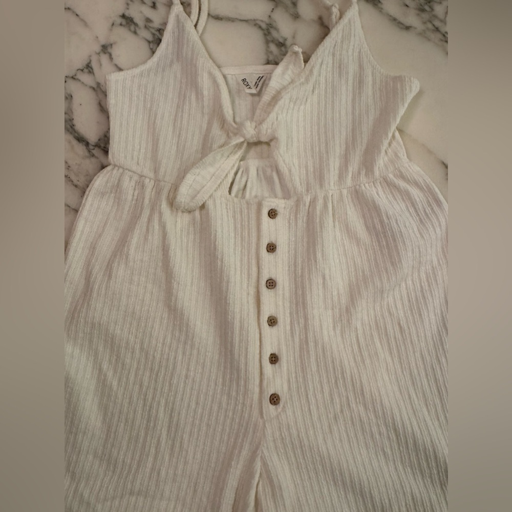 NWOT Roxy Sun N Vibes Tie Button Keyhole Front Rib Romper Ivory Color Size Small - Picture 8 of 10